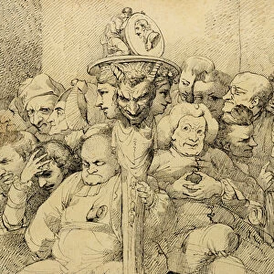 Literary Characters Assembled Around the Medallion of Shakespeare, 1776 (pen
