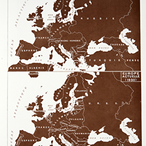 Map of Europe in 1914, and Europe in 1932, from Histoire de la Troisieme Republique, Vol