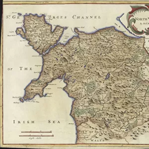 Map of North Wales (colour engraving)