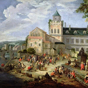 Market on the Banks of a River (oil on canvas)