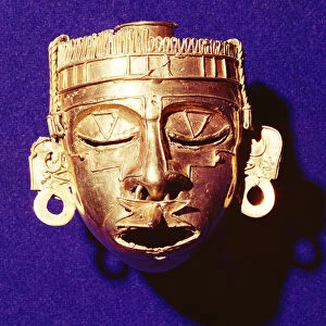 Mask of the god Xipe Totec, from Tomb 7, Monte Alban, 1300-1450 (gold)