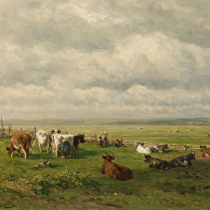 Meadow Landscape with Cattle, c. 1880 (oil on panel)