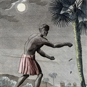 Negre of the Cote d Or (Ghana) throwing a curse on the passage of his enemy. 1811
