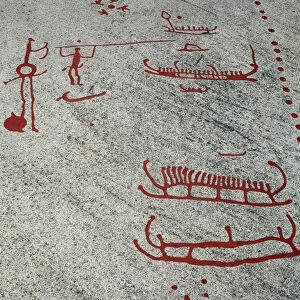 Nordic bronze age: boats and sledges, rock carvings in Tanum, Sweden, 1800-500 BC