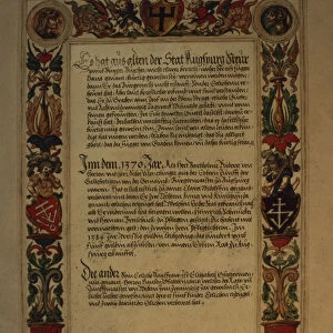 Page from the Geheim Ehrenbuch des Fuggerschen Geschlechts (pen & ink on paper)