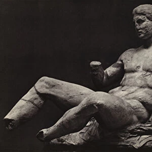 Parthenon sculptures: Theseus or Dionysos, British Museum (b / w photo)