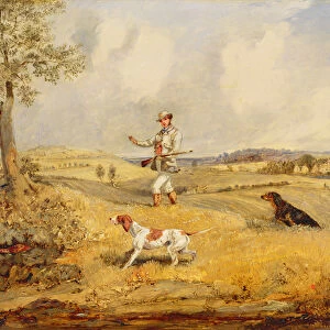 Partridge Shooting (oil on panel)