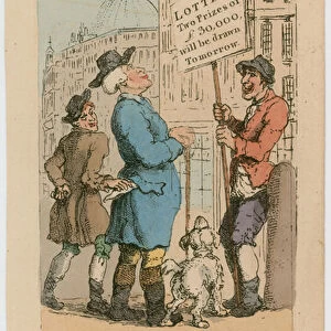 Placard. Lottery - two prizes of £30, 000 will be drawn tomorrow (coloured engraving)