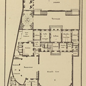 Plan d un hotel du XVIIIe siecle (engraving)