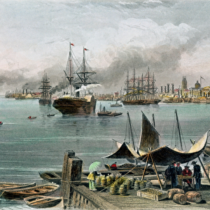 Port of New Orleans, engraved by D. G. Thompson (coloured engraving)
