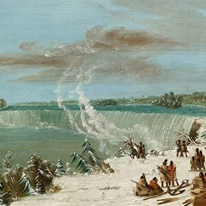 Portage Around the Falls of Niagara at Table Rock, 1847- 48 (oil on canvas)