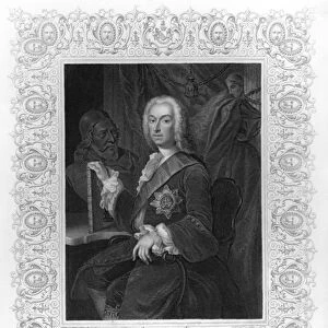Portrait of Richard Boyle, Earl of Burlington (engraving) (b / w photo)