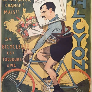 Poster advertising Alcyon cycles with the winners of Tour de France Faber (1909