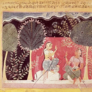 Two Princes in a Garden, from the Gita Govinda (gouache on paper)