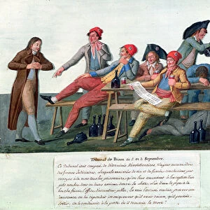Prison Tribunal of 2 & 3 September, 1792 (gouache on card)