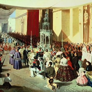 Procession of Corpus Christi in Seville (oil on canvas)