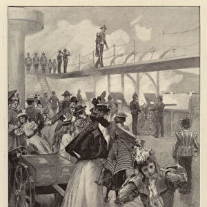 The Queens Birthday in the Navy, Firing a Royal Salute on a Barbette Ship (litho)