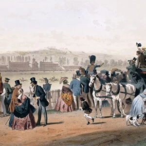 Racecourse at the Bois de Boulogne (colour litho)