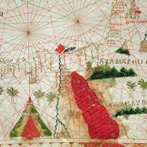 The Red Sea, from a nautical atlas, 1520 (ink on vellum) (detail from 330913)