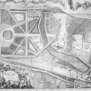 Detail (right side) of the plan of Kensington Palace by Joshua Rhodes, 1764 (engraving)
