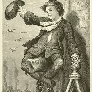 Robert Clive on the Steeple of Market Drayton Church (engraving)