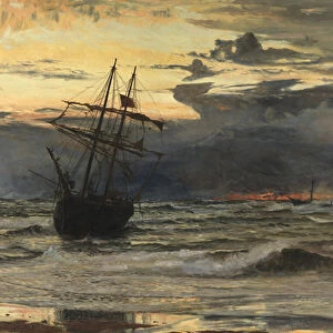The Sea-Beach after a Storm - Time, Dawn (oil on canvas)
