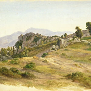 The Serpentara at Olevano, 1824 (oil on paper mounted on card)