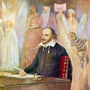 Shakespeare and some of the immortal creatures of his fancy (colour litho)