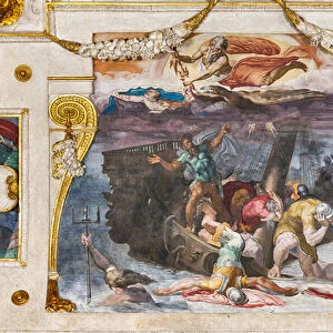The shipwreck of Ulysses, detail from the Room of Ulysses, 1550-1551 (fresco)