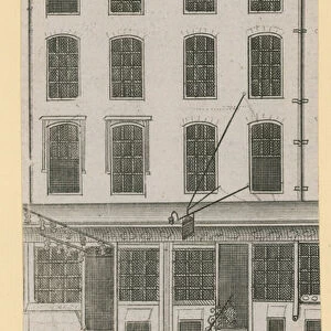Shop frontage in London (engraving)