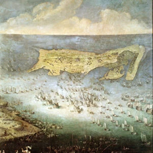 Siege of the Citadel of Saint Martin on Ile de Re, in 1627 (painting, c. 1640)