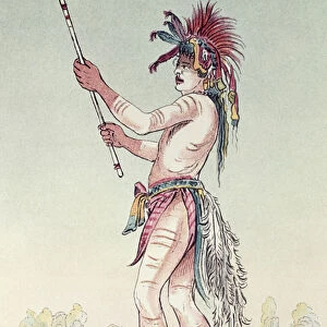 Sioux ball player We-Chush-Ta-Doo-Ta, The Red Man (hand-coloured litho)