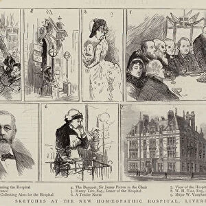 Sketches at the New Homoeopathic Hospital, Liverpool (engraving)