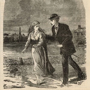 The somnambulist by the river bank (engraving)