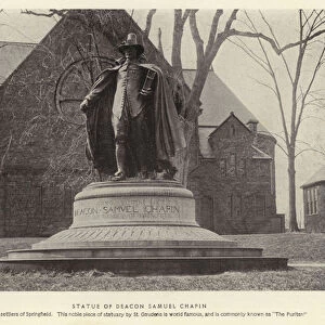 Springfield, Massachusetts: Statue of Deacon Samuel Chapin (b / w photo)