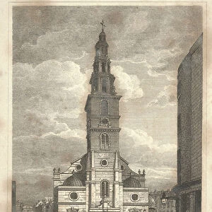 St. Clement Danes Church, Strand, 1817 (engraving)