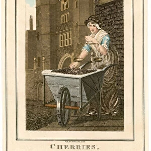 St Jamess Place. Cherries (coloured engraving)