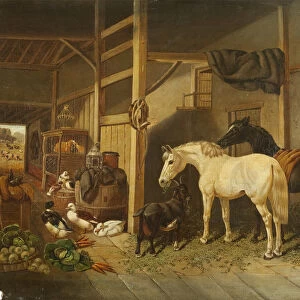 A Stable Interior (oil on canvas)