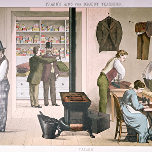 Tailor, plate from Prangs Aids for Object Teaching, 1874 (colour litho)