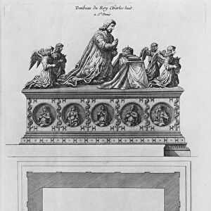 Tomb of Charles VIII at the Basilica Saint-Denis (etching)