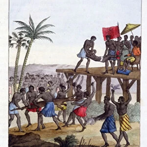 Traditional festival in Guinea - engraving, 19th century