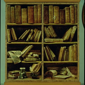 Trompe l Oeil of a Bookcase, 1710-20 (oil on canvas)