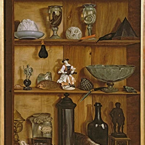Trompe l Oeil with a Statuette of Hercules (oil on canvas)