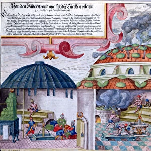 Turkish baths, late 16th century (w / c on paper)