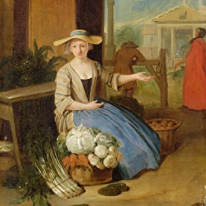 Vegetable Seller, Covent Garden, c. 1726 (oil on panel)