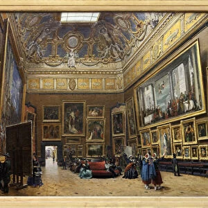 View of the grand salon carre at the Musee du Louvre in 1861 (oil on canvas)