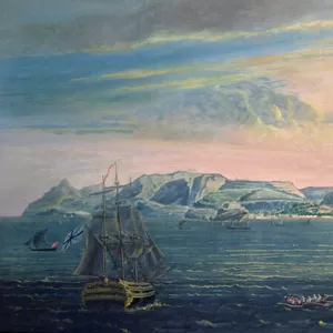 View of the island of St. Helena, c. 1820 (w / c and gouache on paper) (see also 182638)
