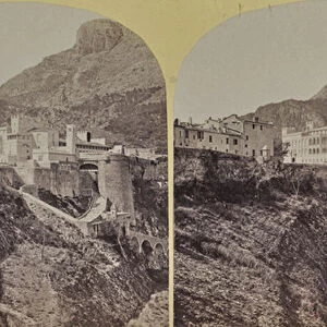 View of the Palace of the Princes in the Principality of Monaco, 1850 ca. Principality of Monaco, Monaco (b / w photo)