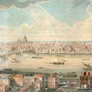 View of the Thames from South of the River (w / c on paper)