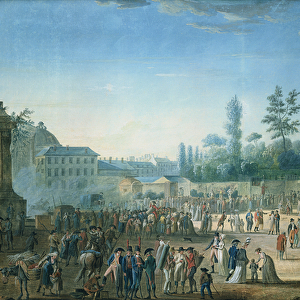 View of the Tuileries from the Place de la Revolution, 1799 (w / c & gouache on paper)